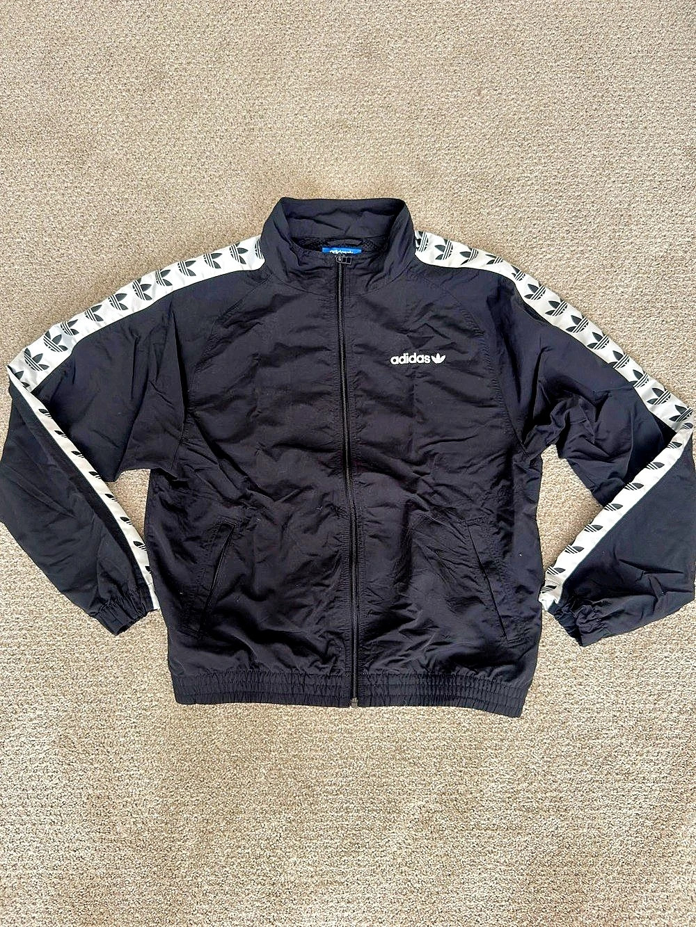 adidas Originals Repeat Trefoil Tape Track Jacket Black & White